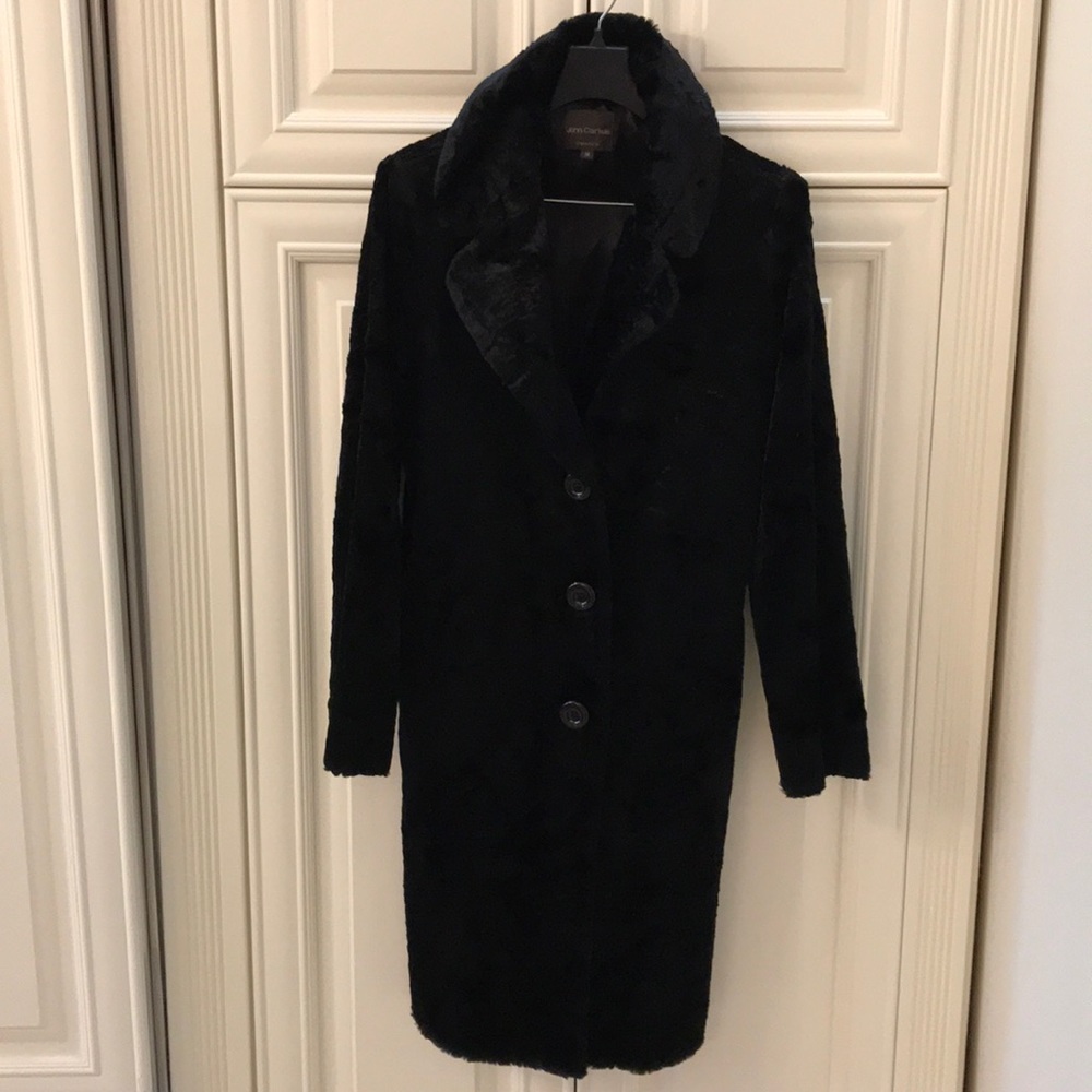 Full length faux Persian lamb coat.
